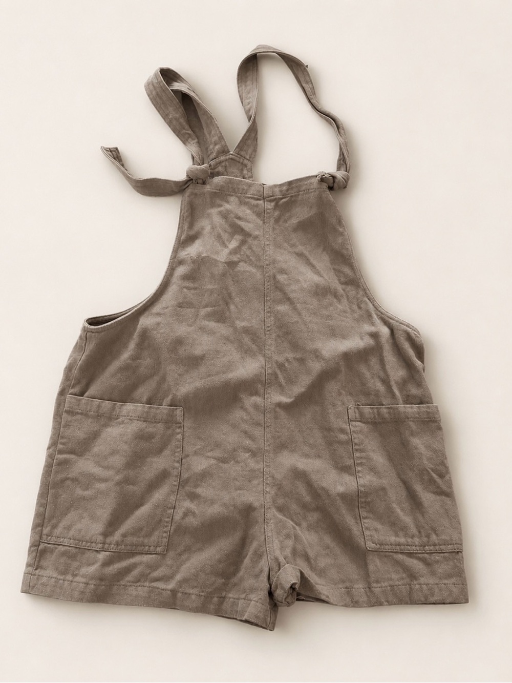 Casual adjustable Cotton Tie-Strap Overalls Shorts - Taupe